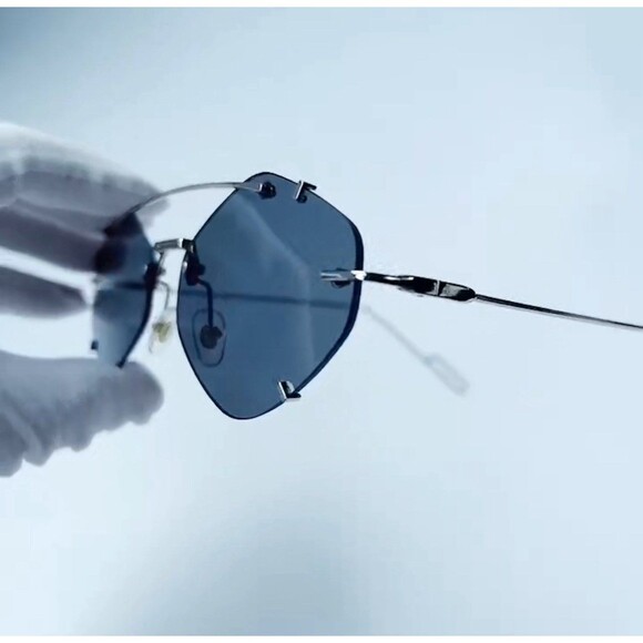 Rimless Diamond Sunglasses Square Women Men Retro Sun Glasses Brand Designer Eye - Picture 9 of 12